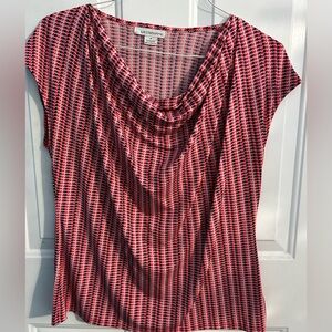 Liz Claiborne Red and Black Patterned Blouse